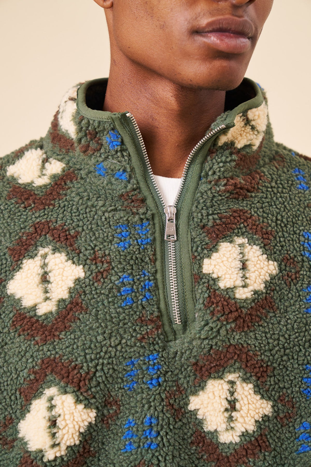 CHECK HALF ZIP FLEECE - AZTEC GREEN