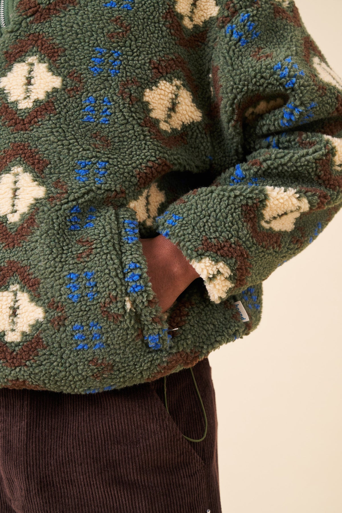 CHECK HALF ZIP FLEECE - AZTEC GREEN