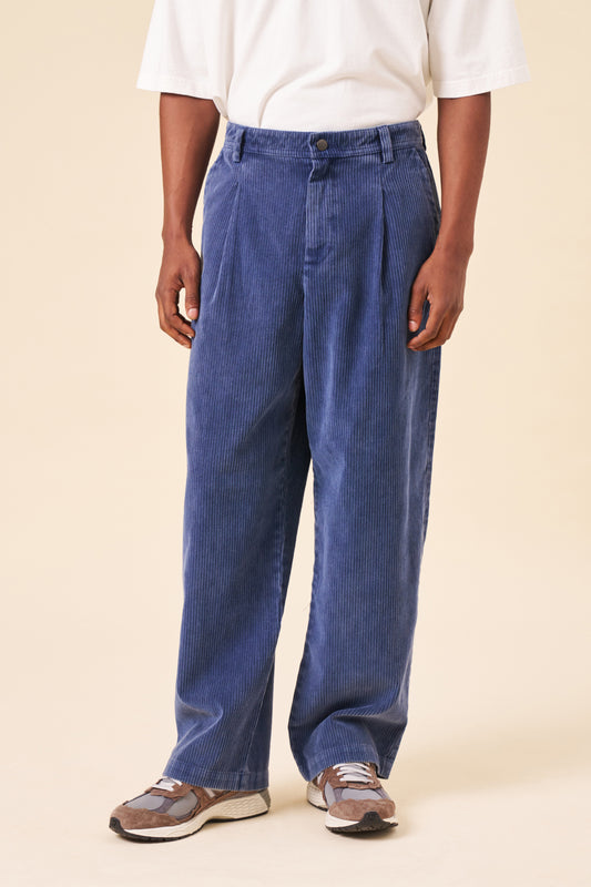 WORKWEAR WIDE LEG CORDUROY TROUSERS - BLUE