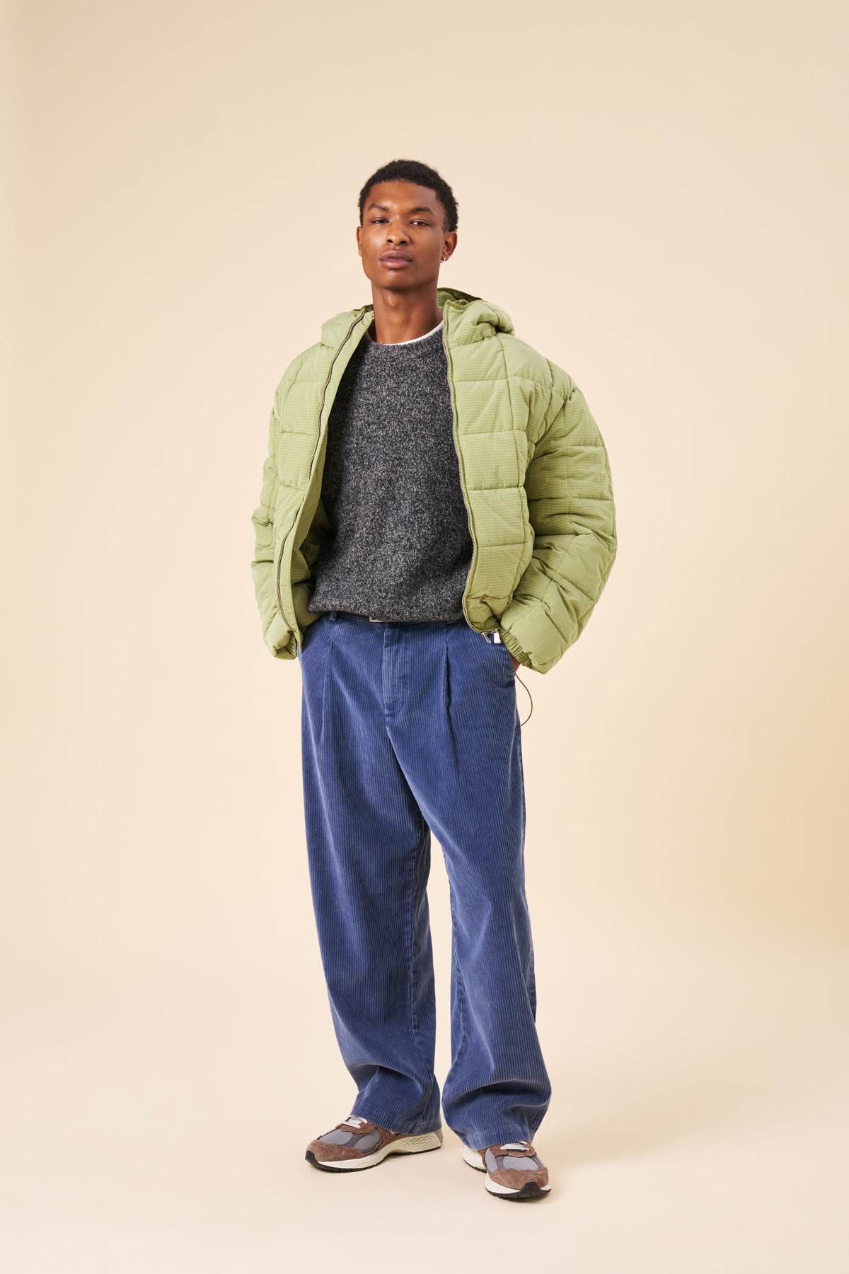 WORKWEAR WIDE LEG CORDUROY TROUSERS - BLUE