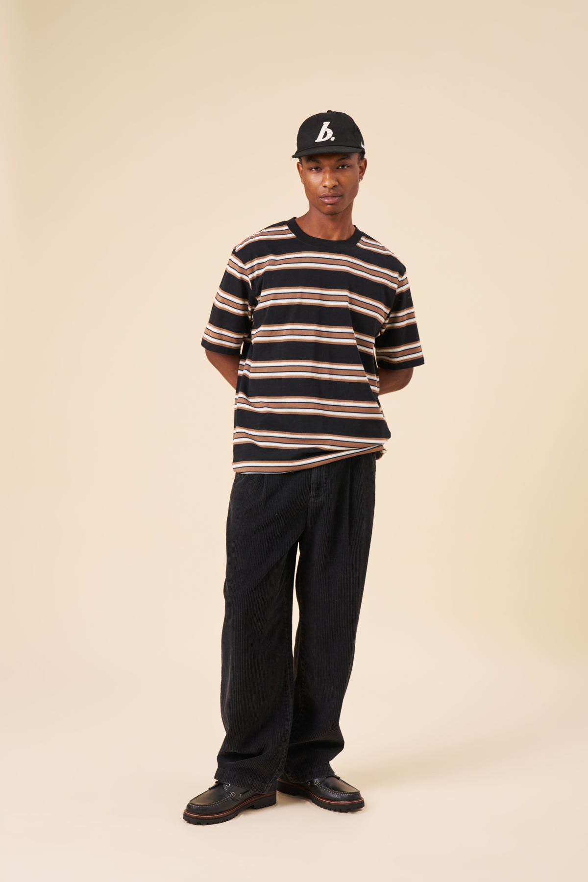 WORKWEAR WIDE LEG CORDUROY TROUSERS - BLACK