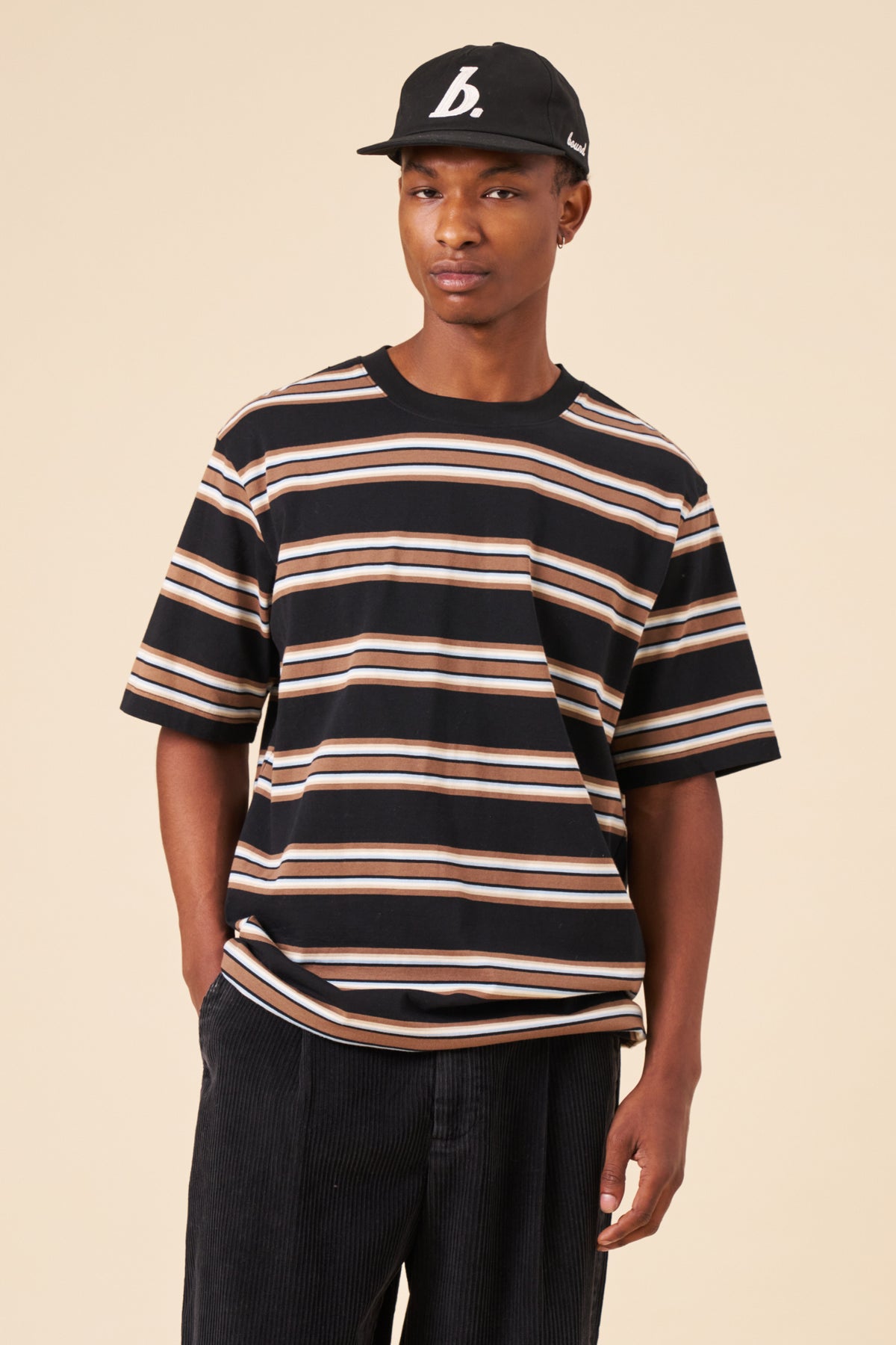 90S STRIPE TEE - BLACK