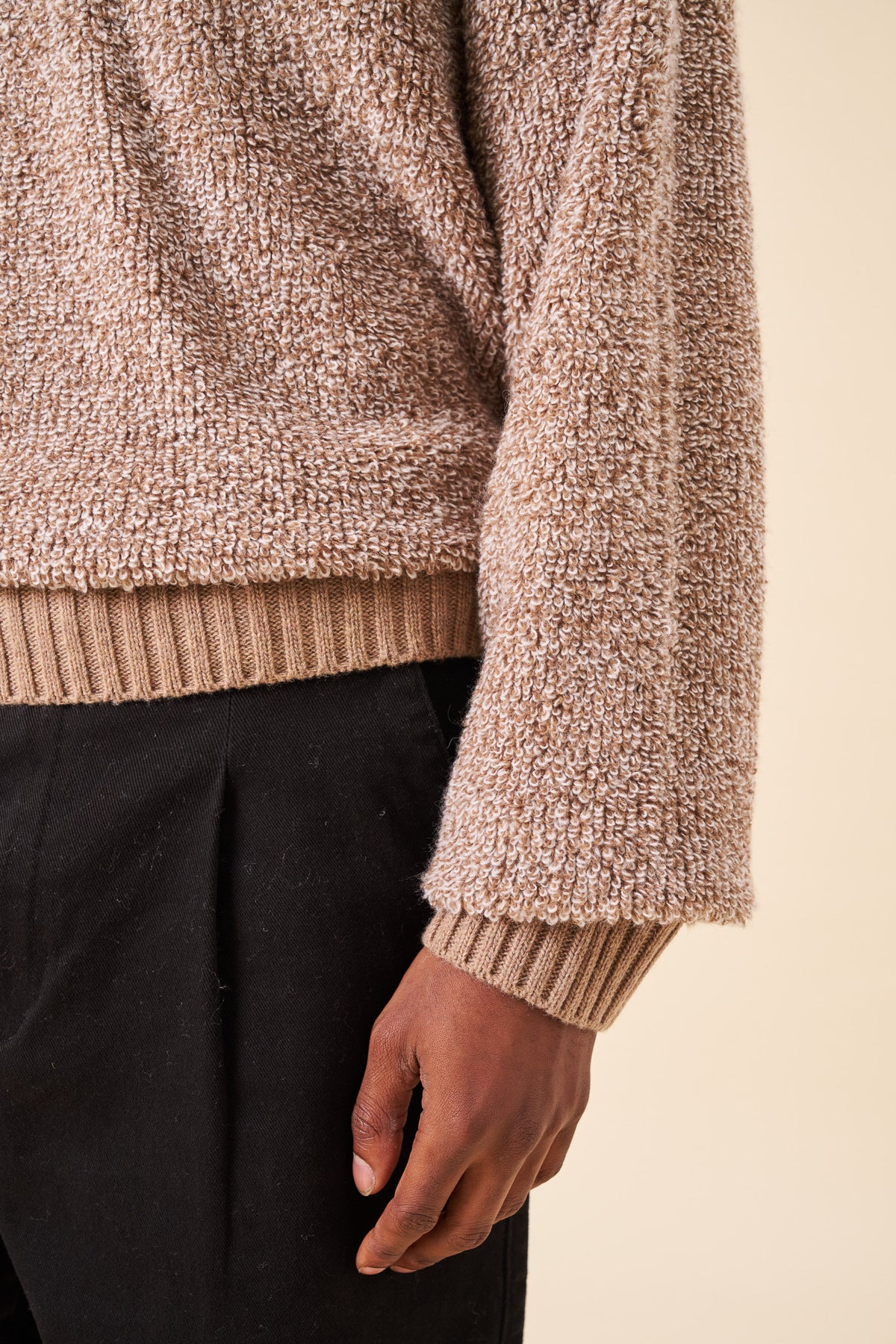 BOUCLE KNIT POLO - COFFEE