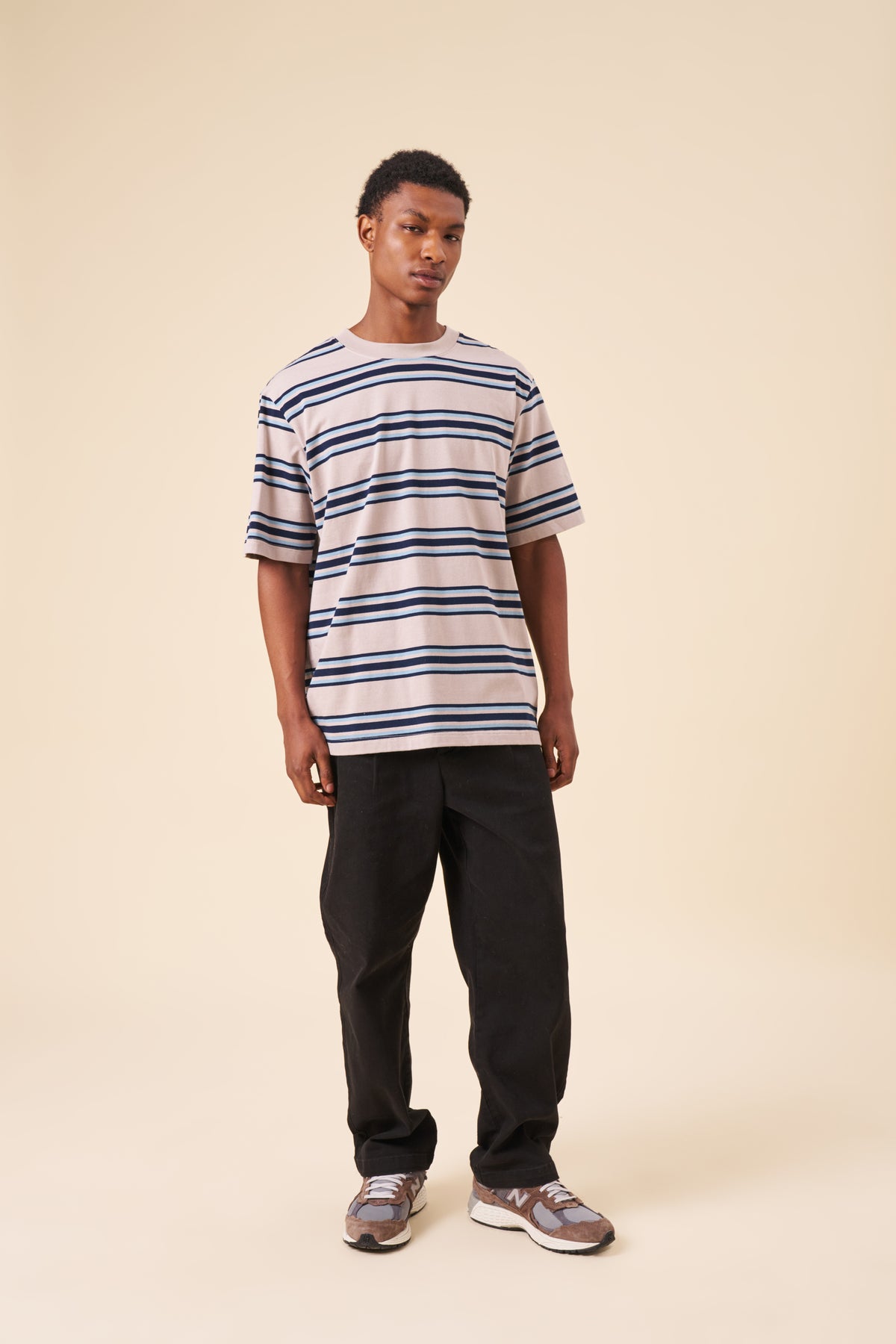 90S STRIPE TEE - GREY