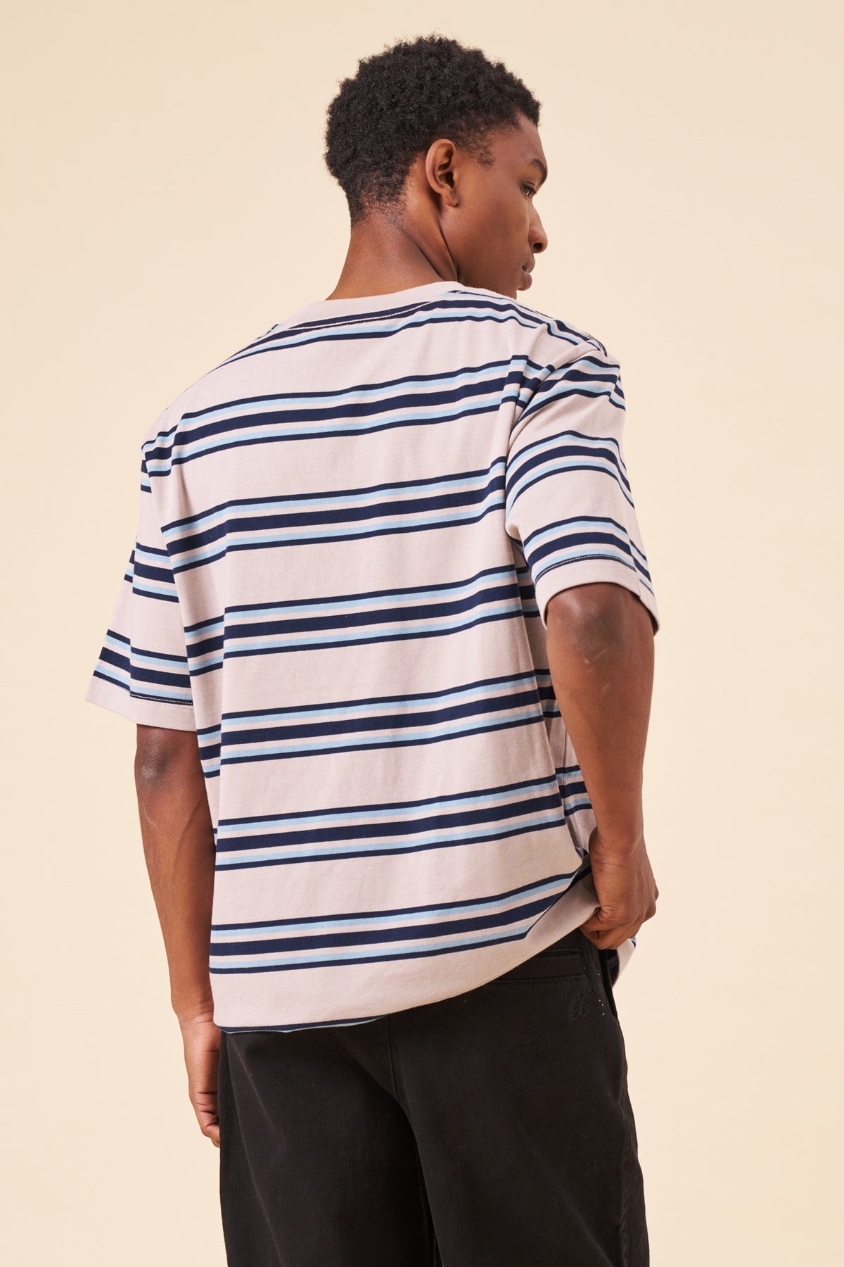 90S STRIPE TEE - GREY