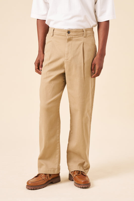 EVERYDAY HEAVY CANVAS RELAXED TROUSERS - BEIGE
