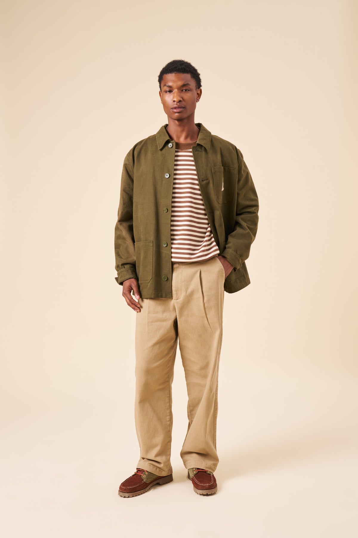 PIQUE STRIPE LONGSLEEVE TEE - BROWN