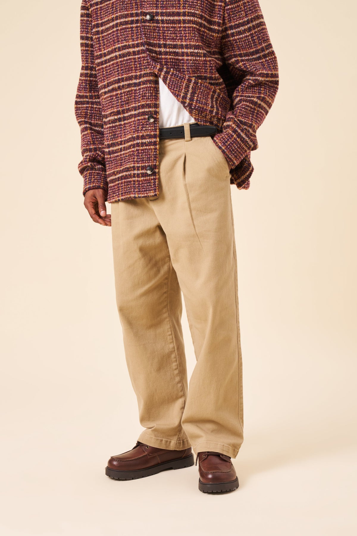 EVERYDAY HEAVY CANVAS RELAXED TROUSERS - BEIGE