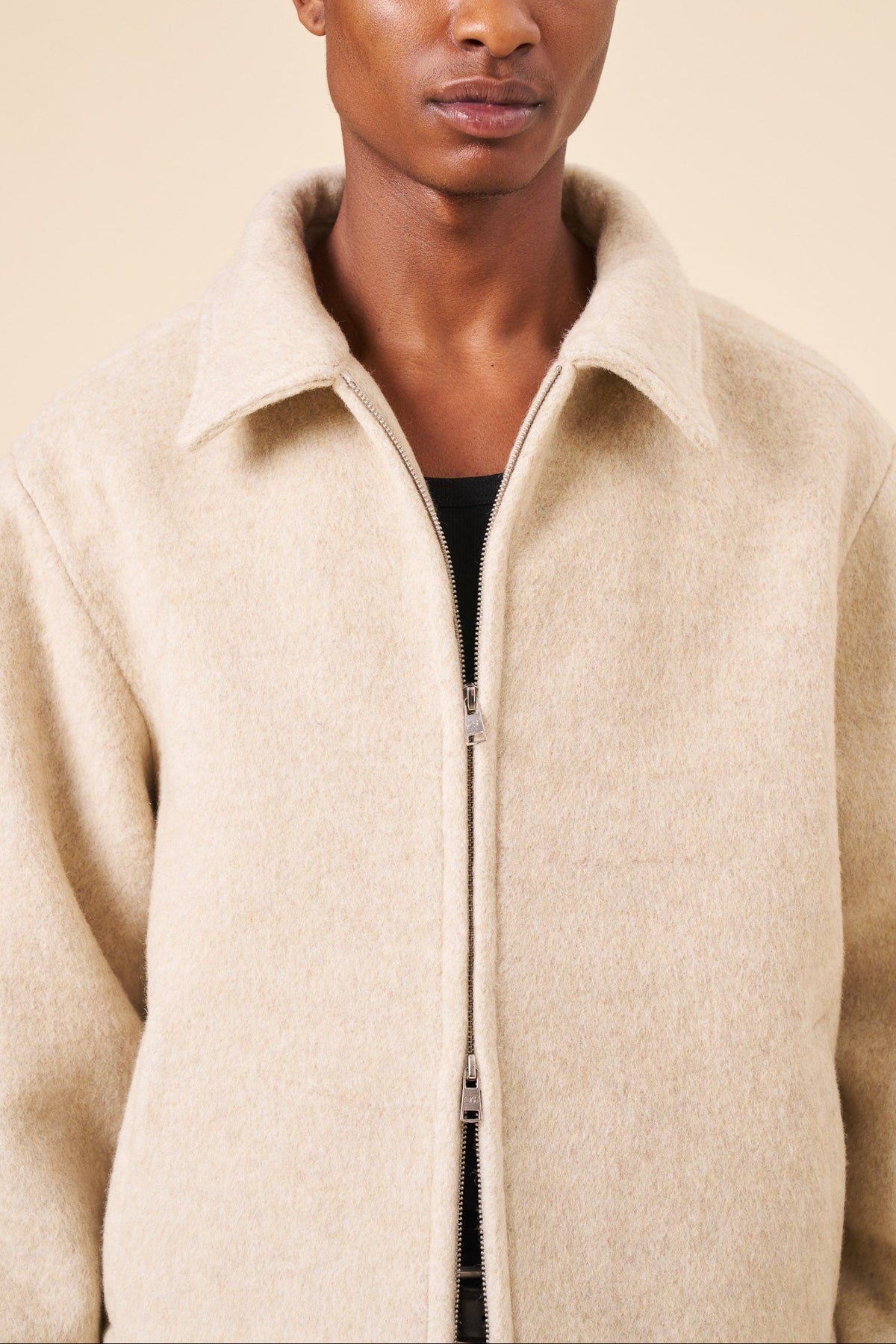 BRUSHED WOOL SMART JACKET - CREAM