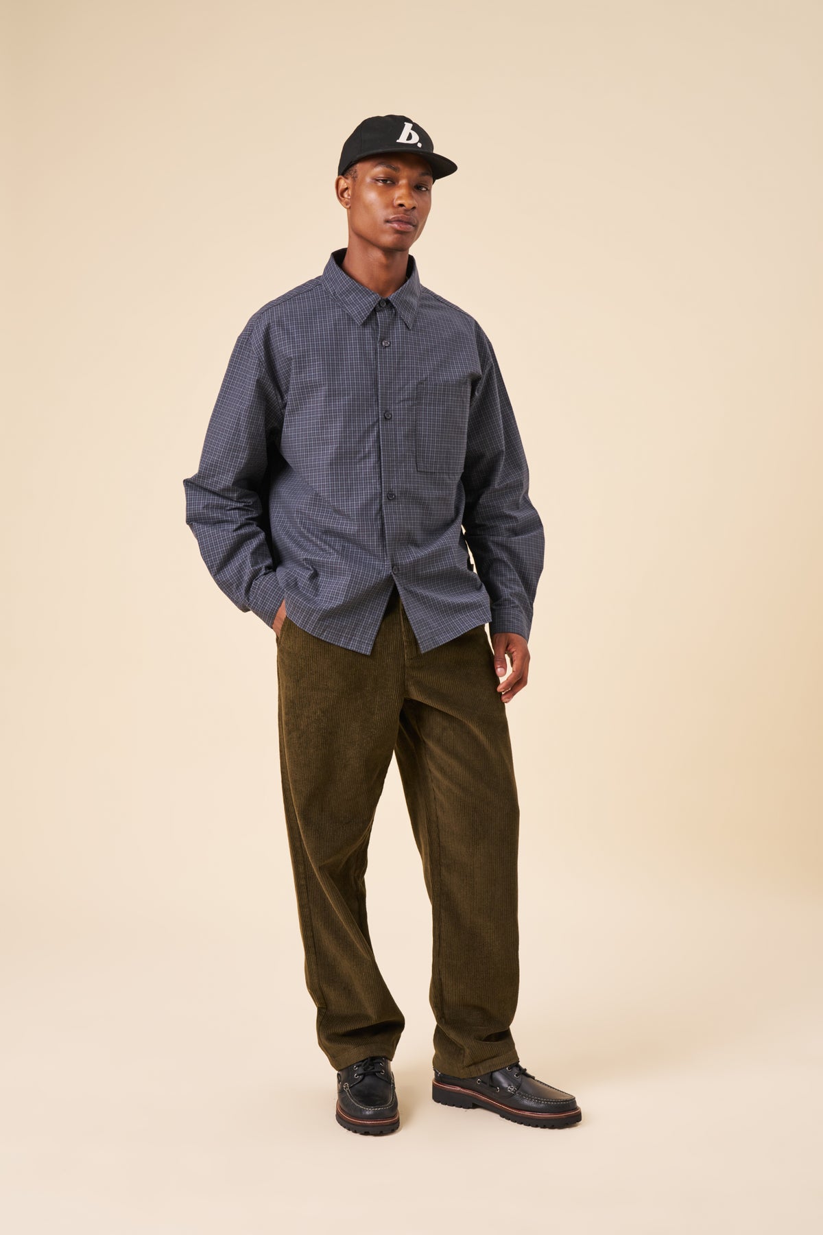 MACKENZIE CHECK COTTON LONGSLEEVE SHIRT - NAVY