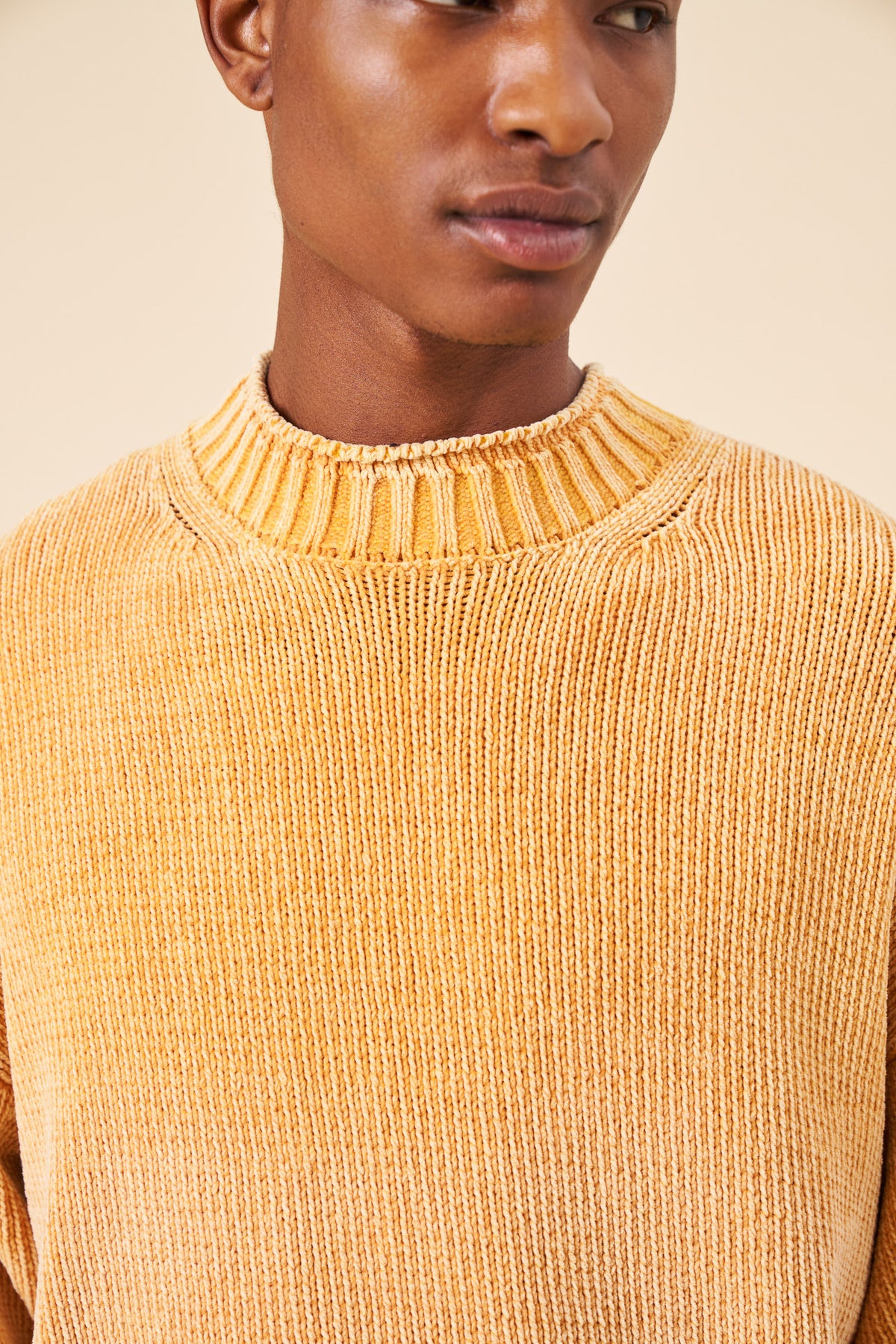 CHENILLE COTTON SPRAY WASH KNIT JUMPER - YELLOW