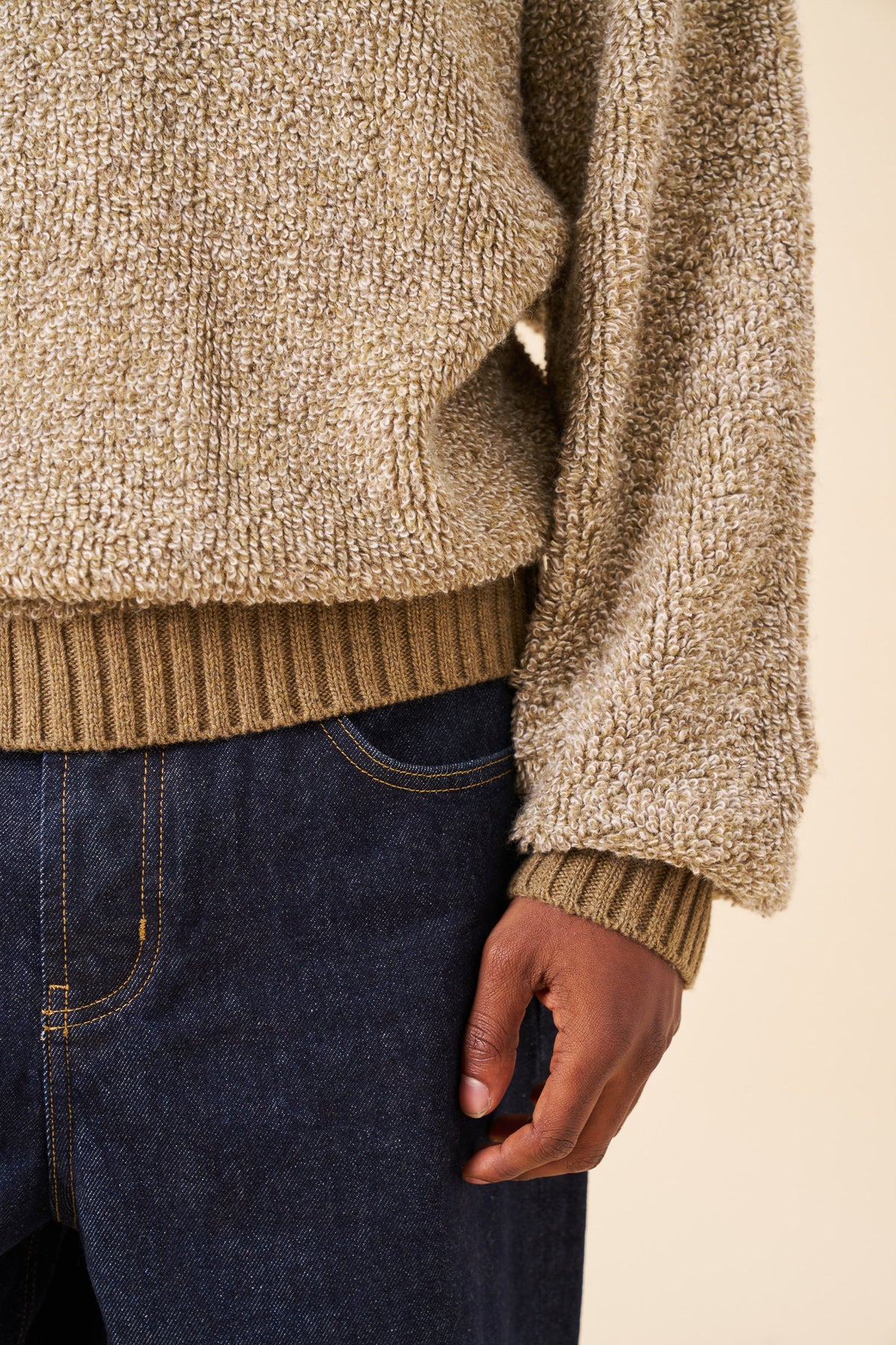 BOUCLE KNIT POLO - FERN