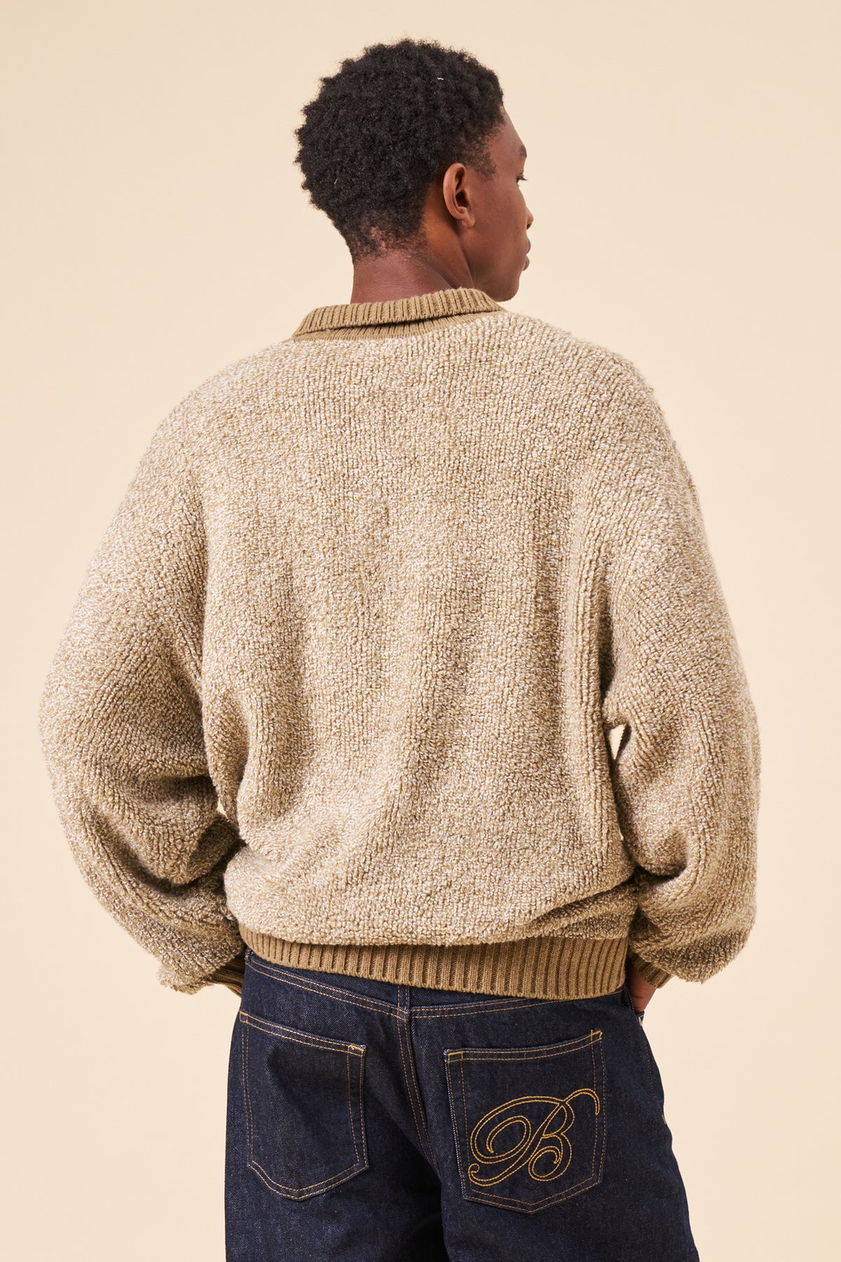 BOUCLE KNIT POLO - FERN
