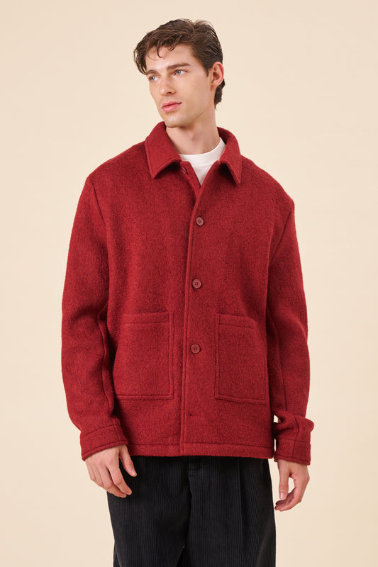 WOOL CHORE JACKET - CARDINAL