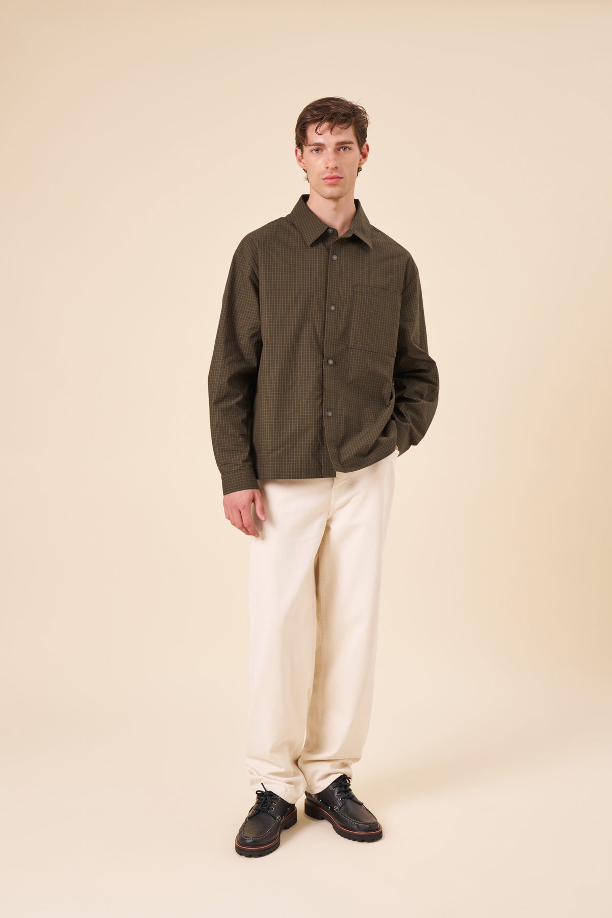 MACKENZIE CHECK COTTON LONGSLEEVE SHIRT - GREEN