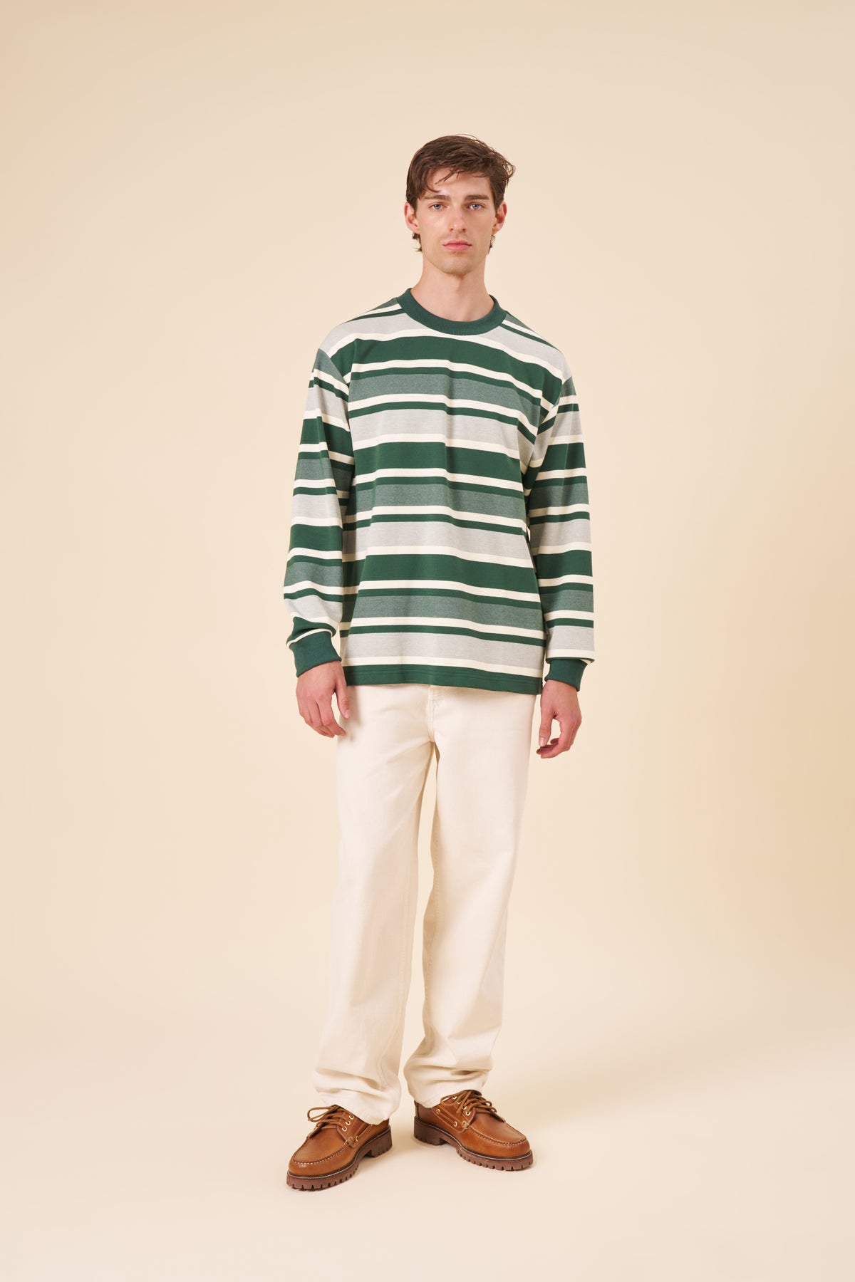 HEAVY STRIPE LS TEE - RETRO GREEN