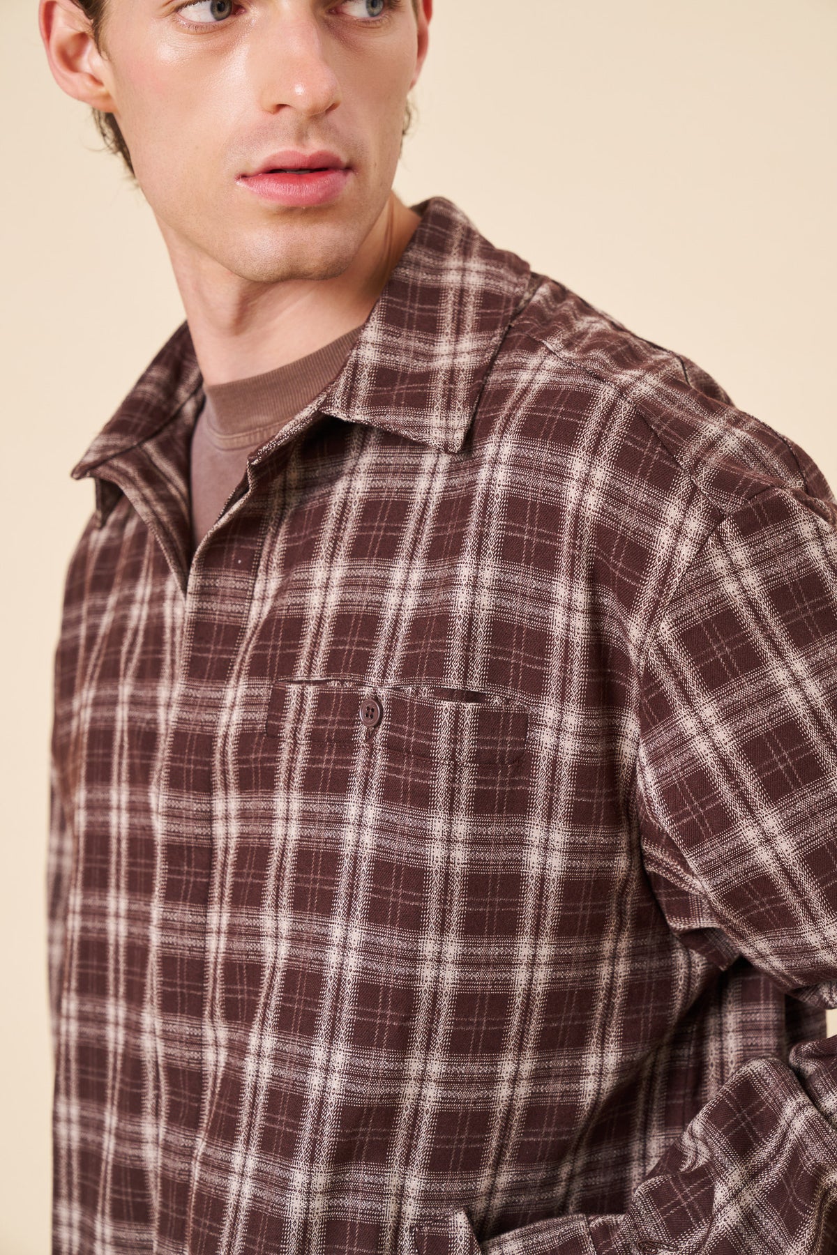 ARGYLE CHECK SHIRT - BROWN