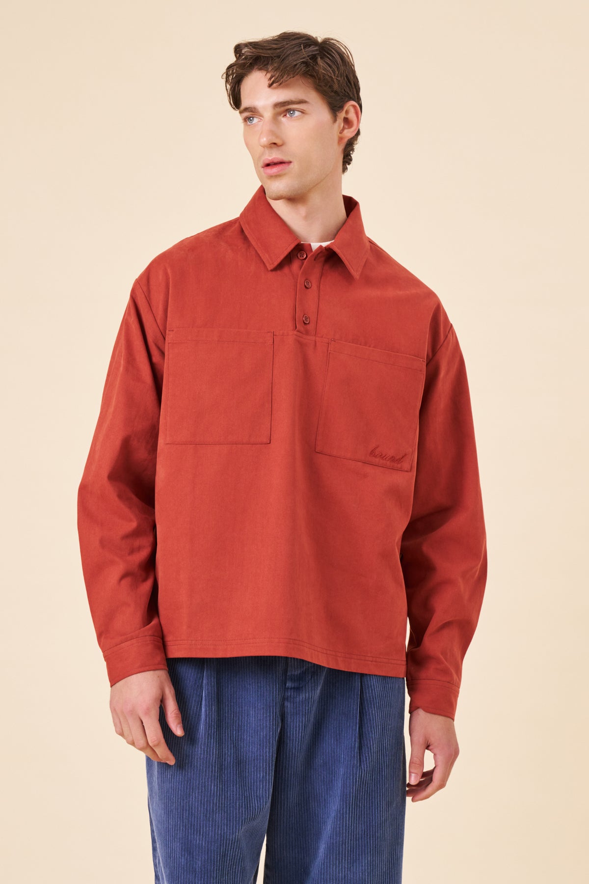 HALF PLACKET SHIRT - ORANGE