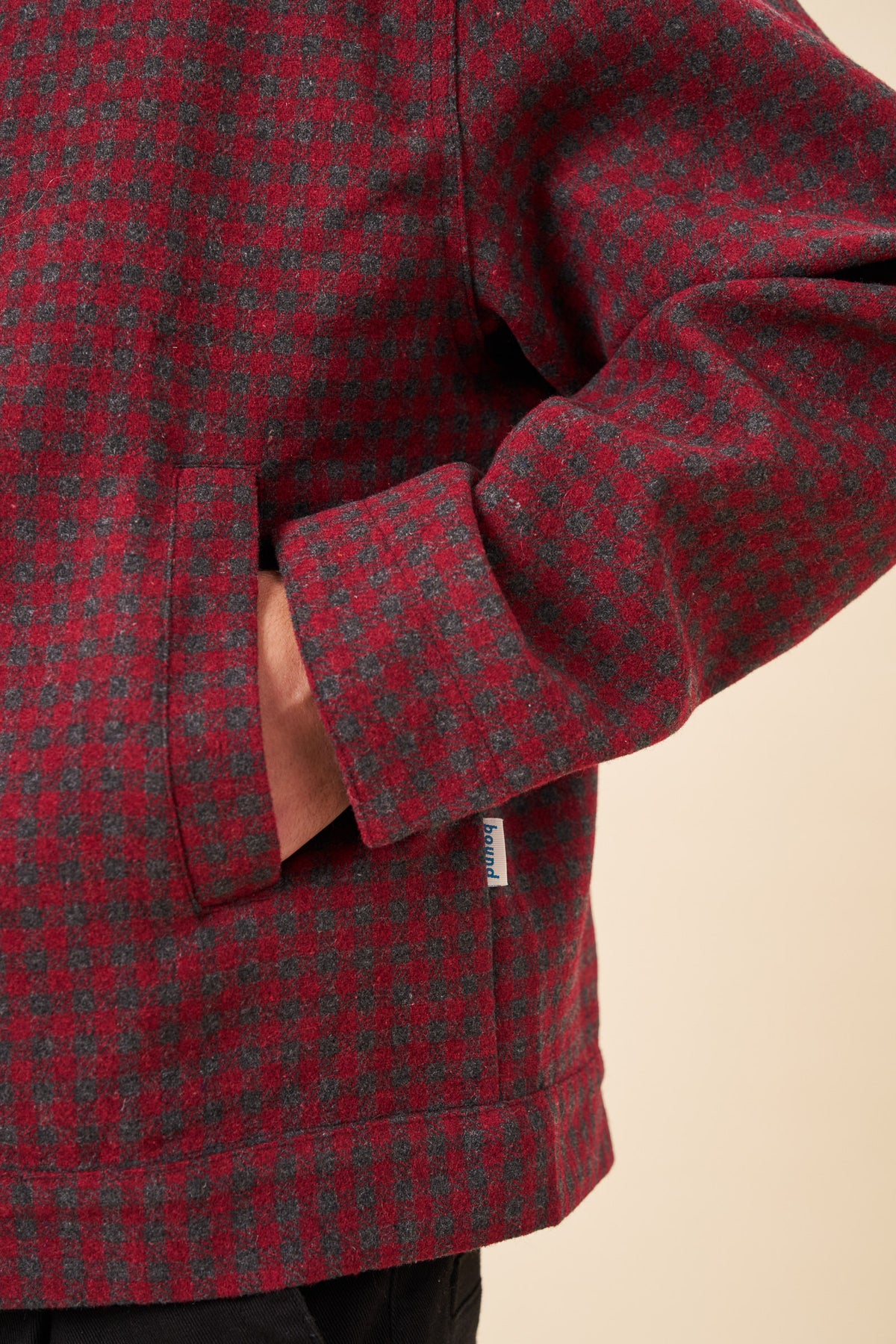 CHECK WOOL ZIP UP - RED