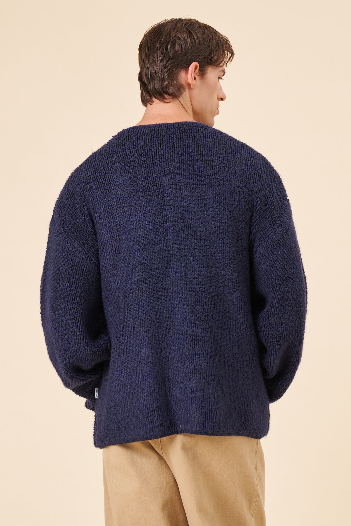 TREVOR GRANDAD FLEECE CARDIGAN - NAVY