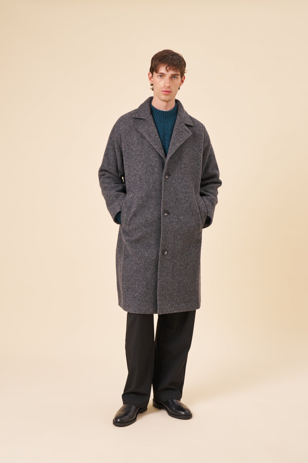 OTIS WOOL TRENCH COAT - CLASSIC GREY