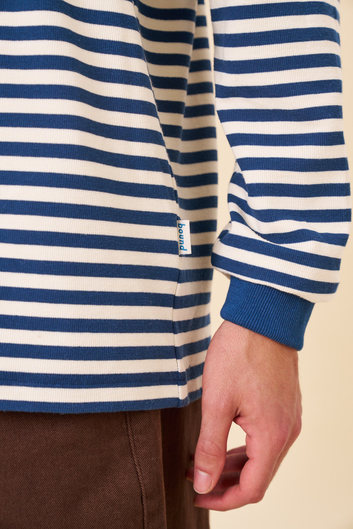 PIQUE STRIPE LONGSLEEVE TEE - NAVY
