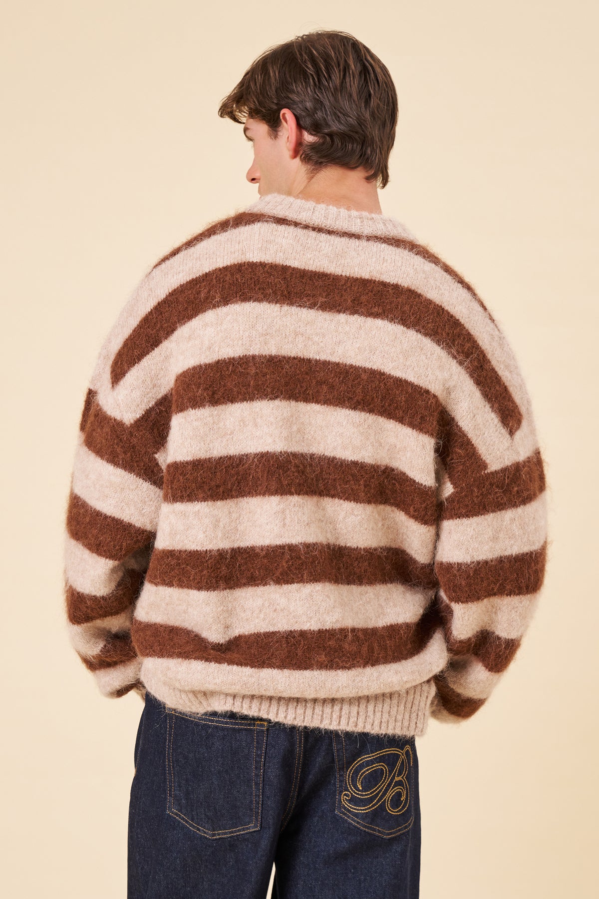 STRIPE ALPACA FLUFFY KNIT - CARAMEL