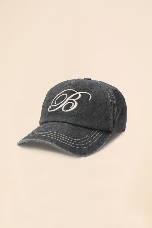 SCRIPT CAP - WASHED BLACK