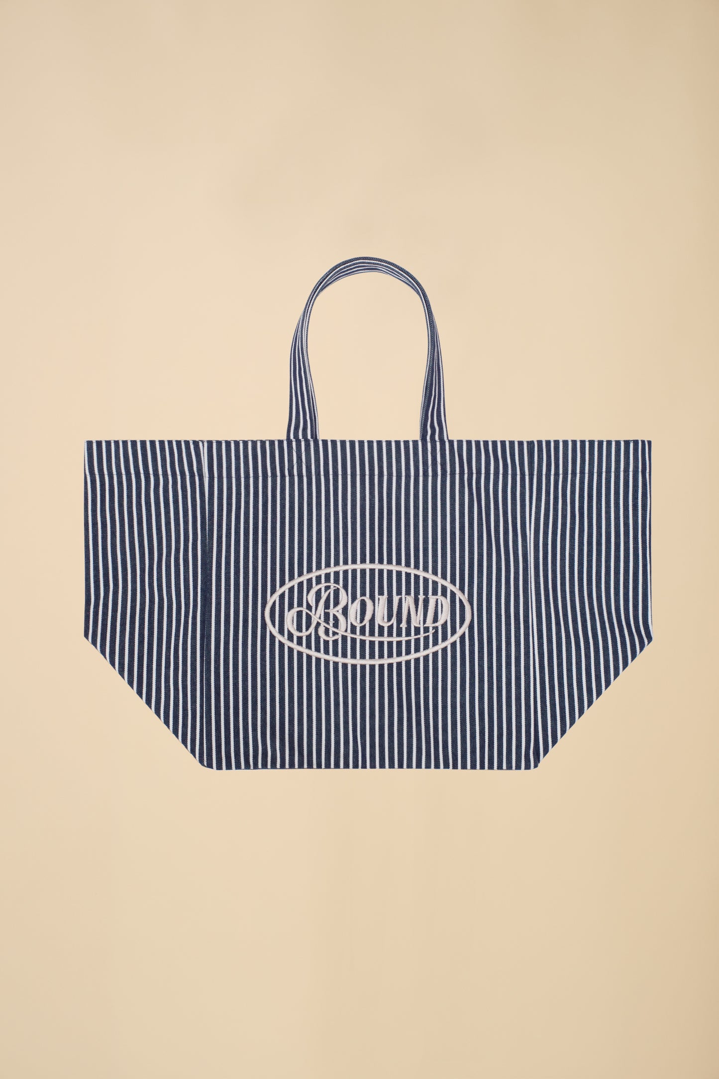 FREDDIE RETRO EMBROIDERED OVERSIZED TOTE BAG - NAVY STRIPE