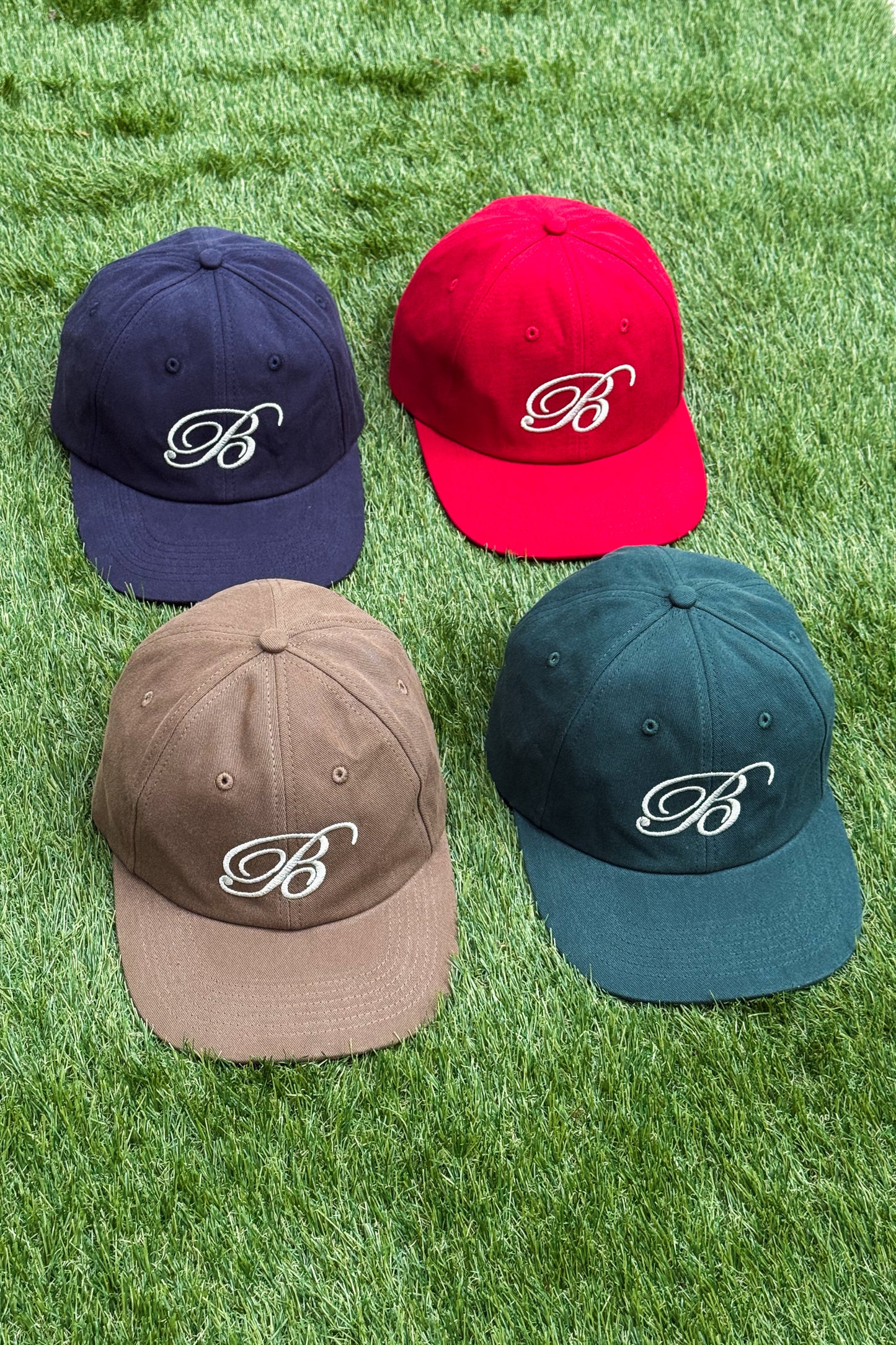 SCRIPT EMBROIDERED 6 PANEL CAP - NAVY