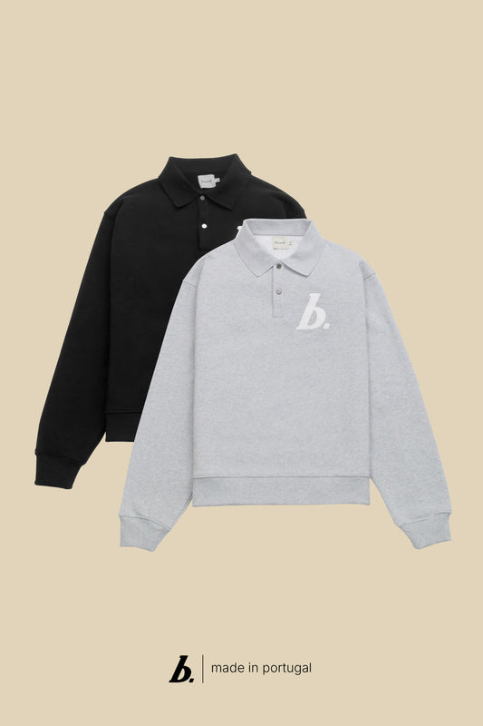 STAMP POLO SWEAT TWIN PACK - BLACK/GREY MARL