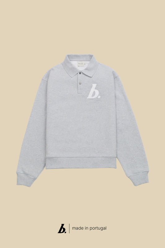 STAMP POLO SWEAT - GREY MARL