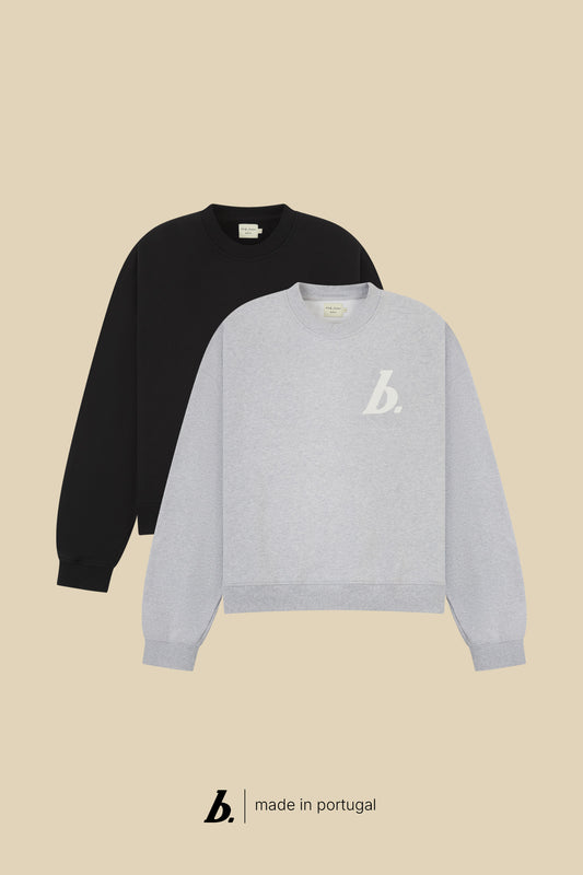 STAMP SWEATER TWIN PACK - BLACK/GREY MARL