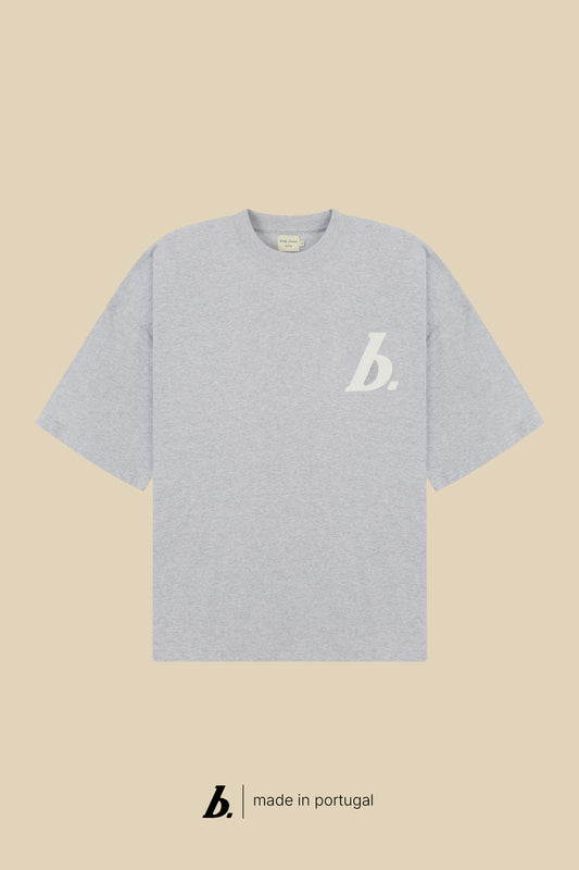 STAMP BOXY TEE - GREY MARL