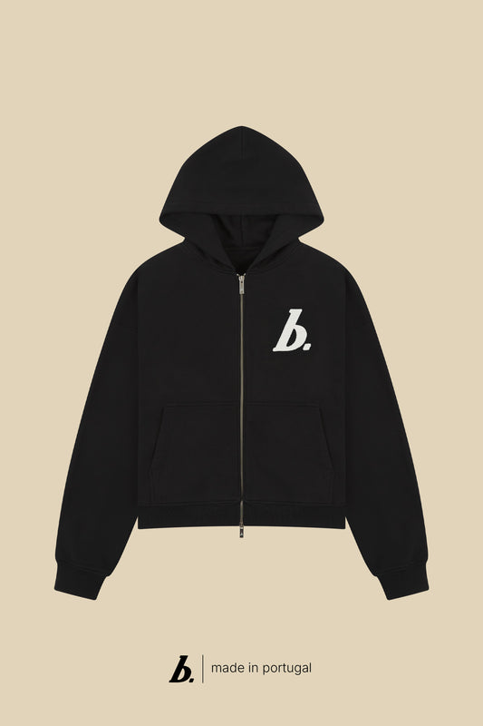 STAMP ZIP-UP HOODIE - BLACK