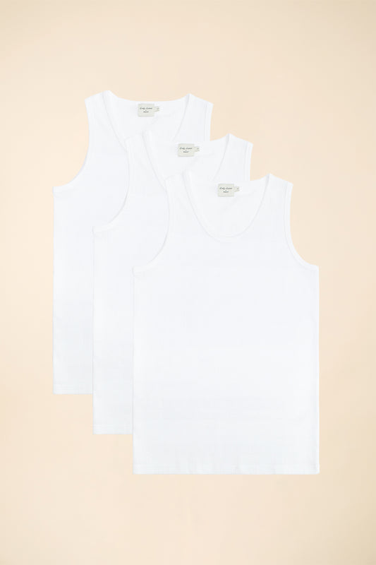 SUSTAIN WHITE CROCHET VEST - 3 PACK
