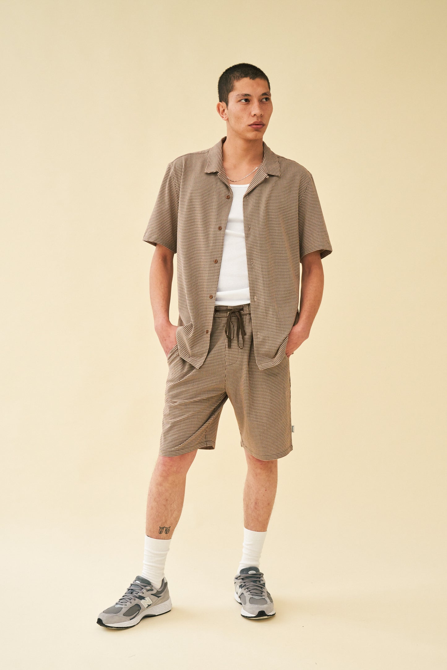 MOCHA DOGTOOTH SHORTS