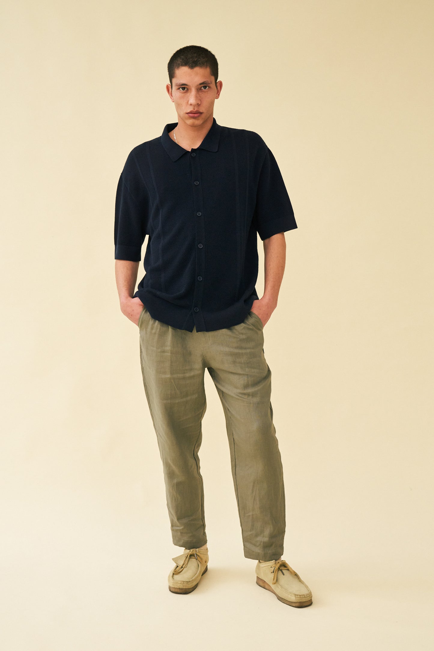 SEVILLE LINEN TROUSERS - OLIVE