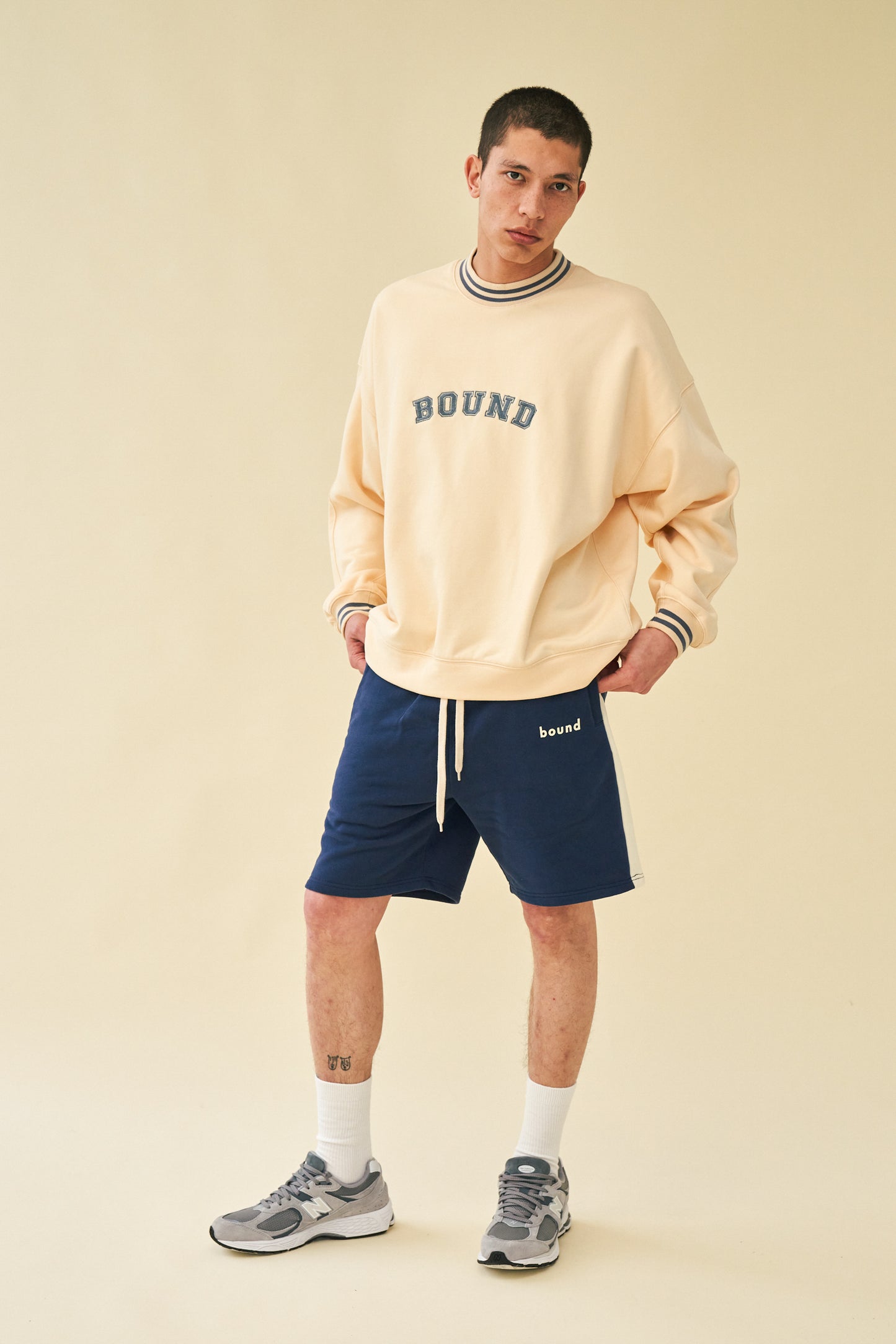 NAVY STRIPE JOGGER SHORTS
