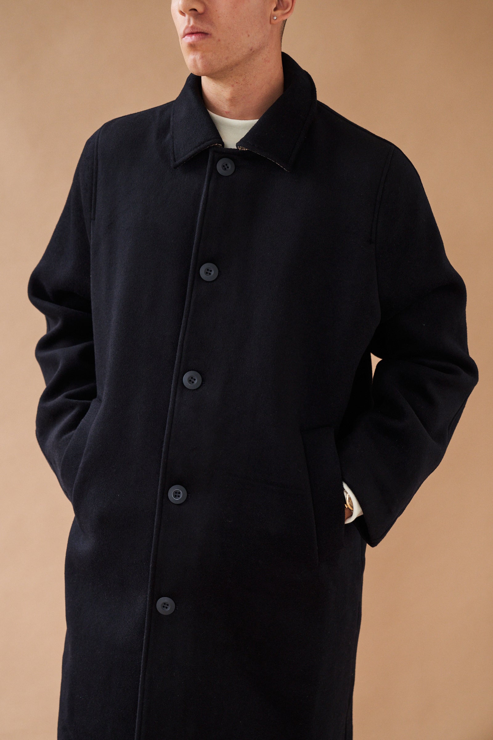 MAXWELL OVERSIZED WOOL TRENCH COAT - NAVY – bound