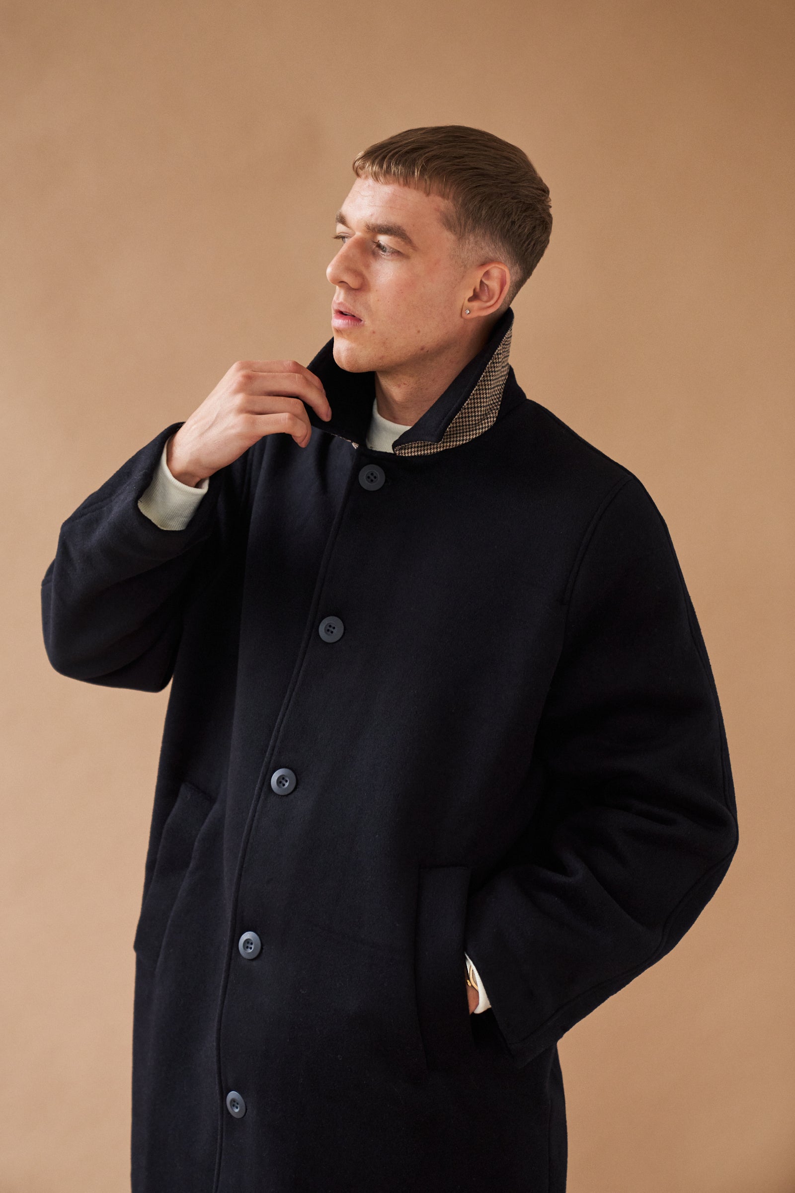 MAXWELL OVERSIZED WOOL TRENCH COAT - NAVY – bound