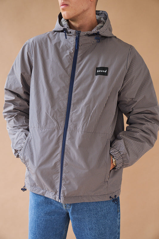 DIGBETH CHECK WIND JACKET - BEIGE & BLUE
