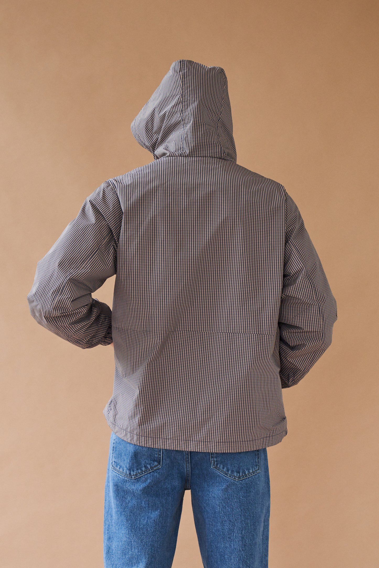 DIGBETH CHECK WIND JACKET - BEIGE & BLUE