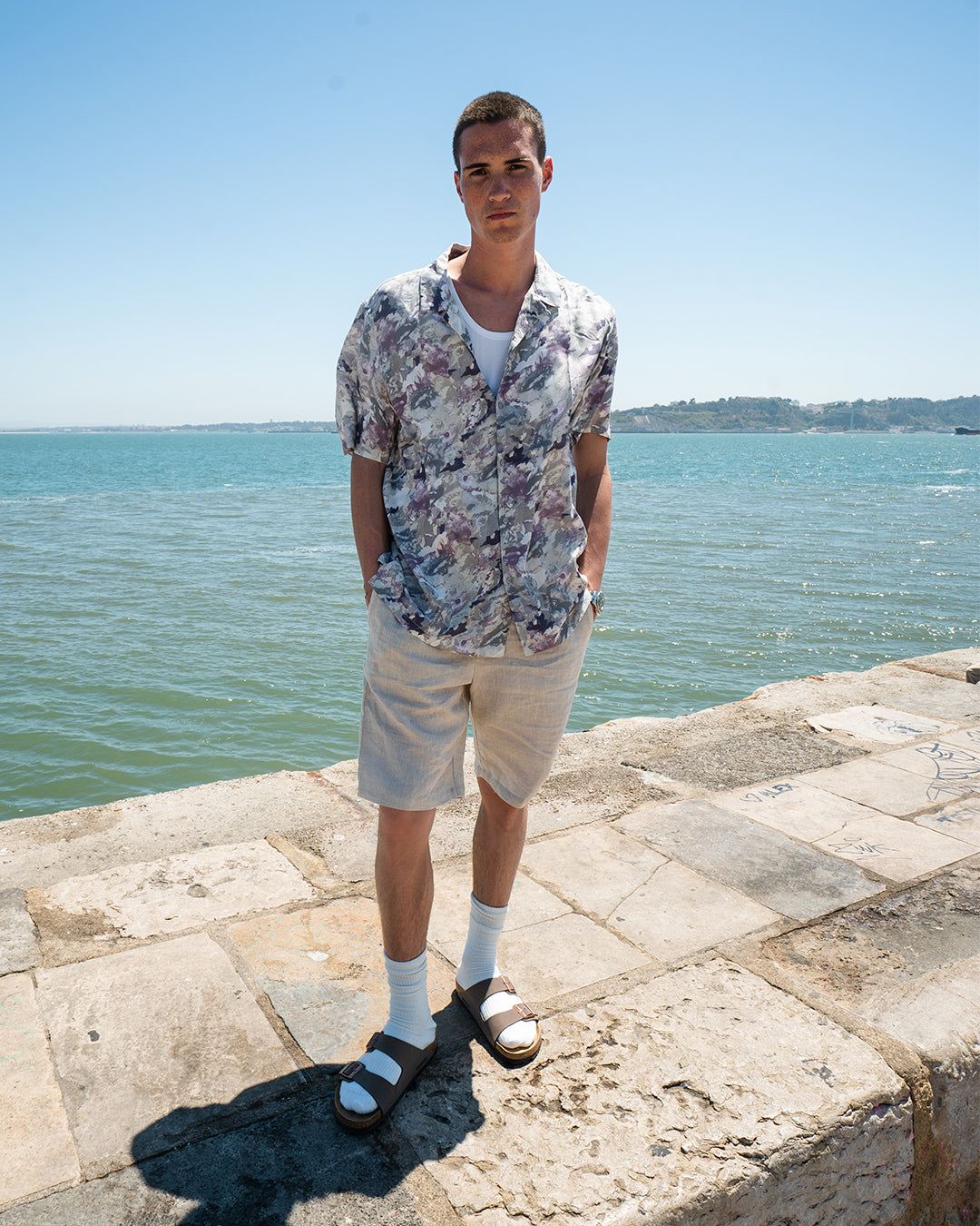 ALFAMA LINEN SHORTS - SAND