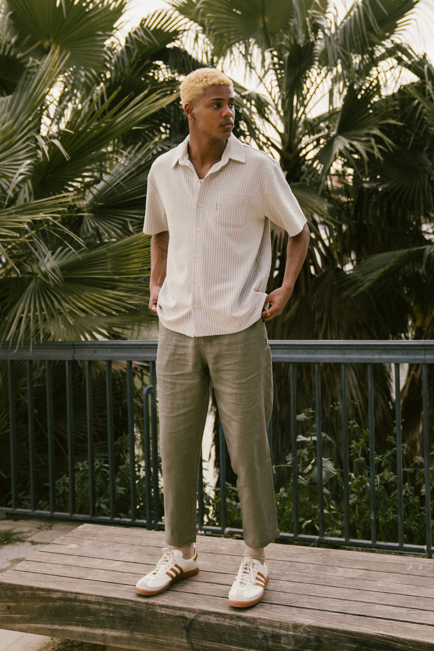 SEVILLE LINEN TROUSERS - OLIVE