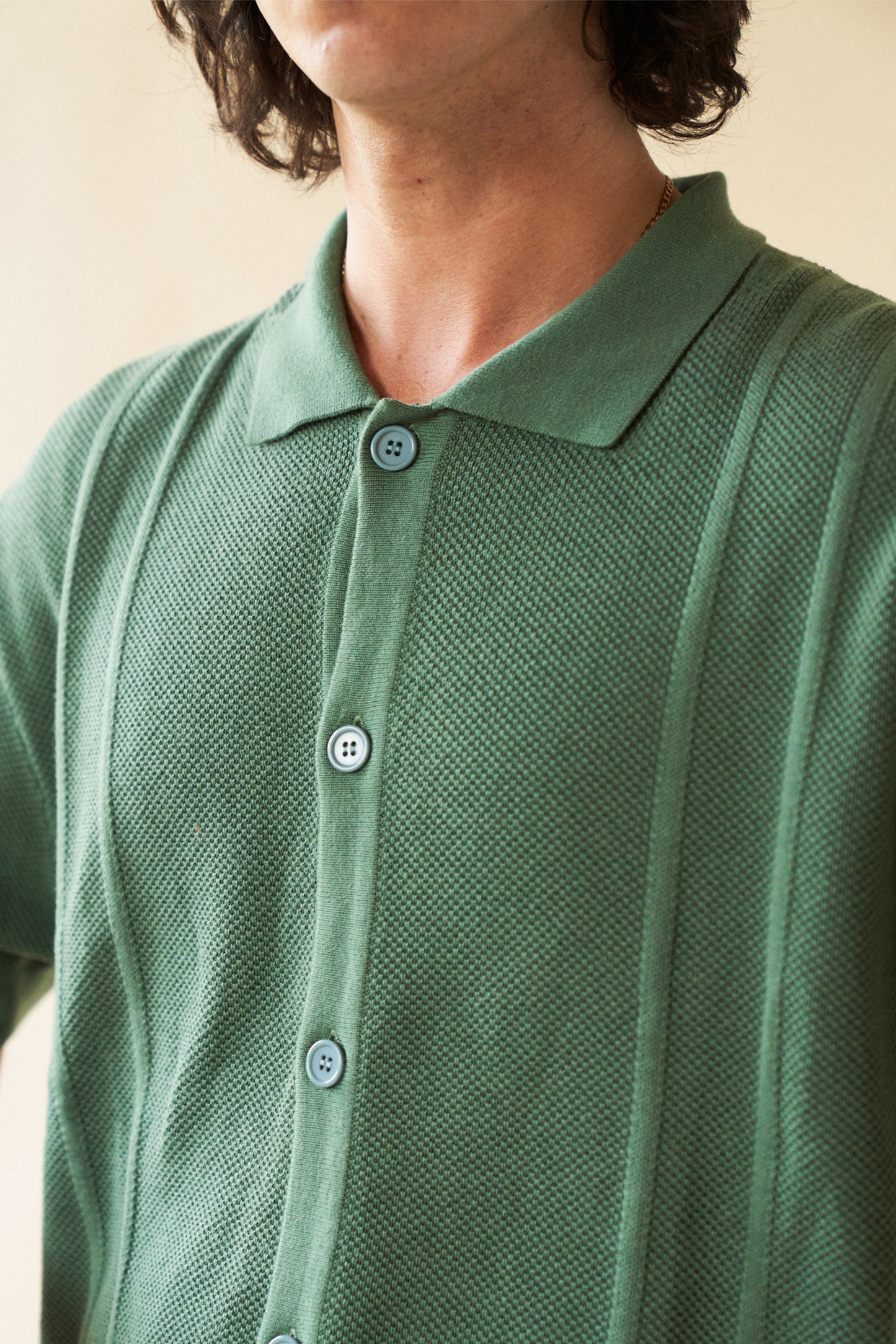 STANLEY WAFFLE KNIT POLO - HUNTER GREEN